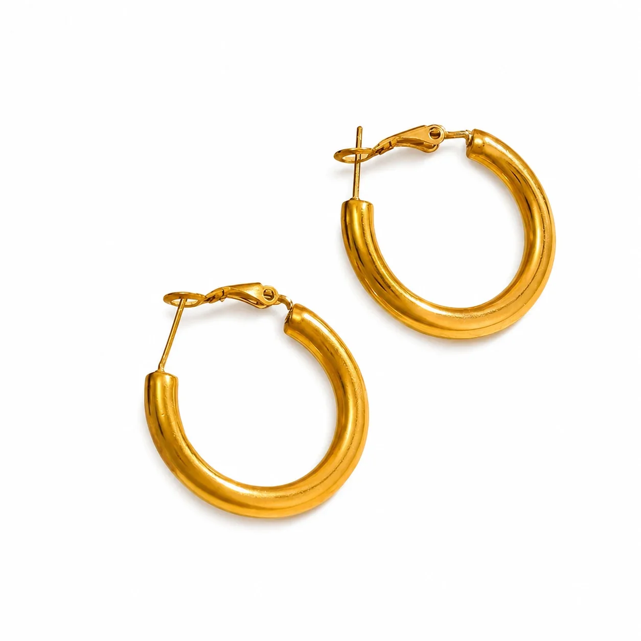 Polished 316 Stainless Steel Tube Hoop Earrings