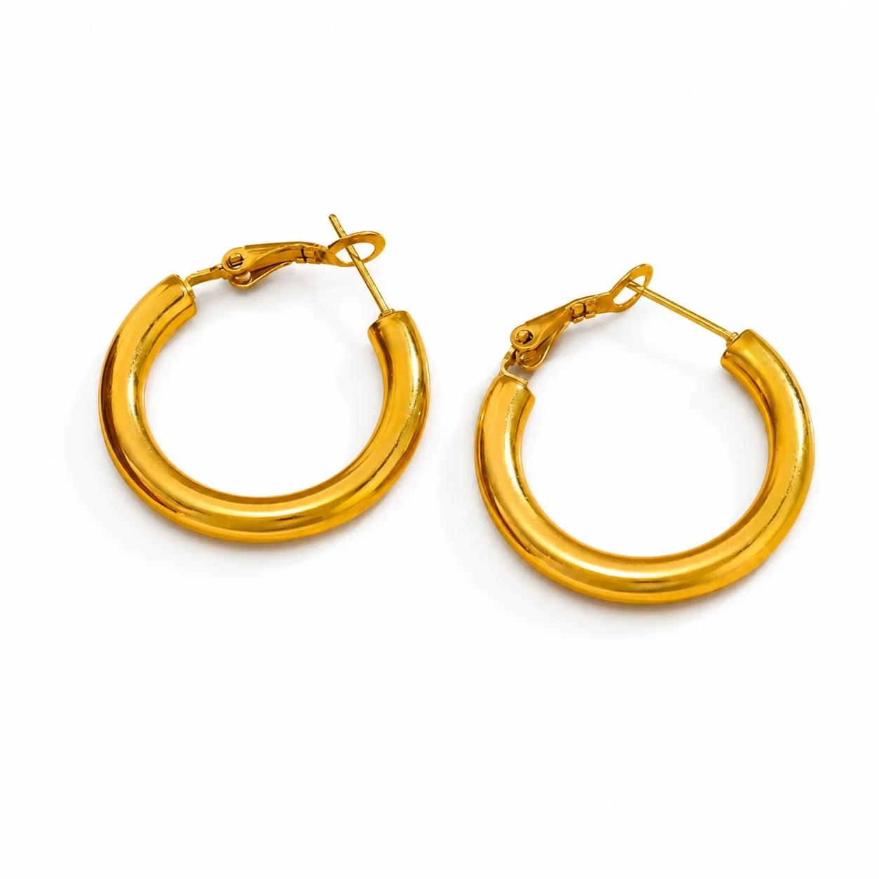 Polished 316 Stainless Steel Tube Hoop Earrings