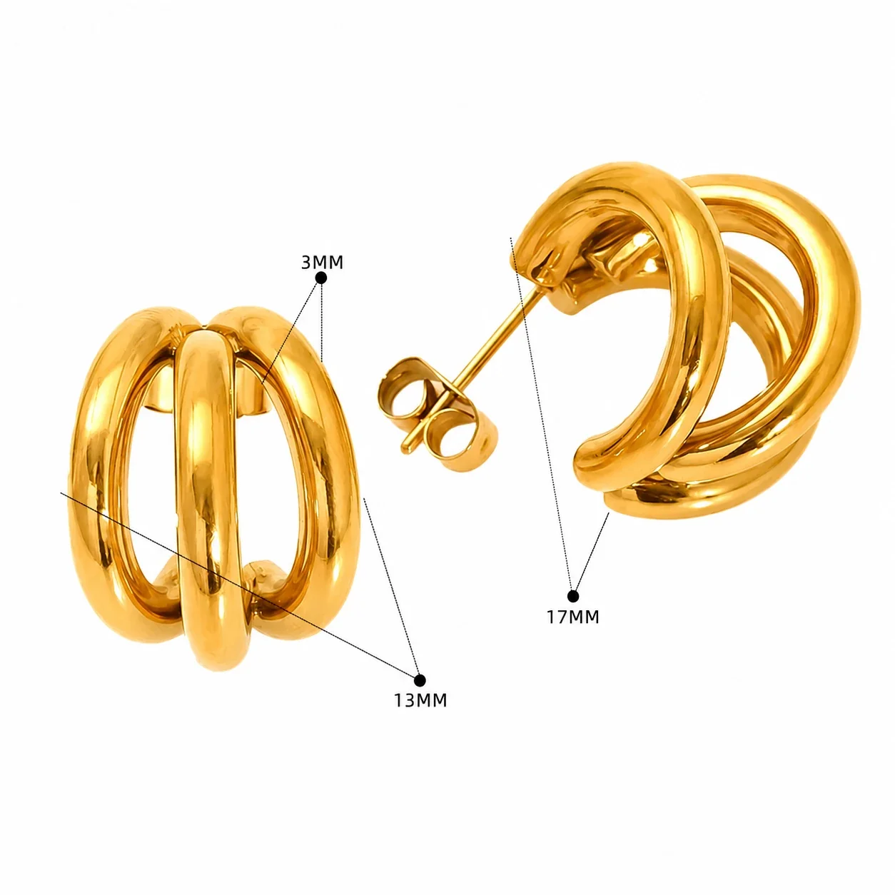 Sculptural Gold-Plated Double C Twisted Hoop Earrings - Gold SE501G