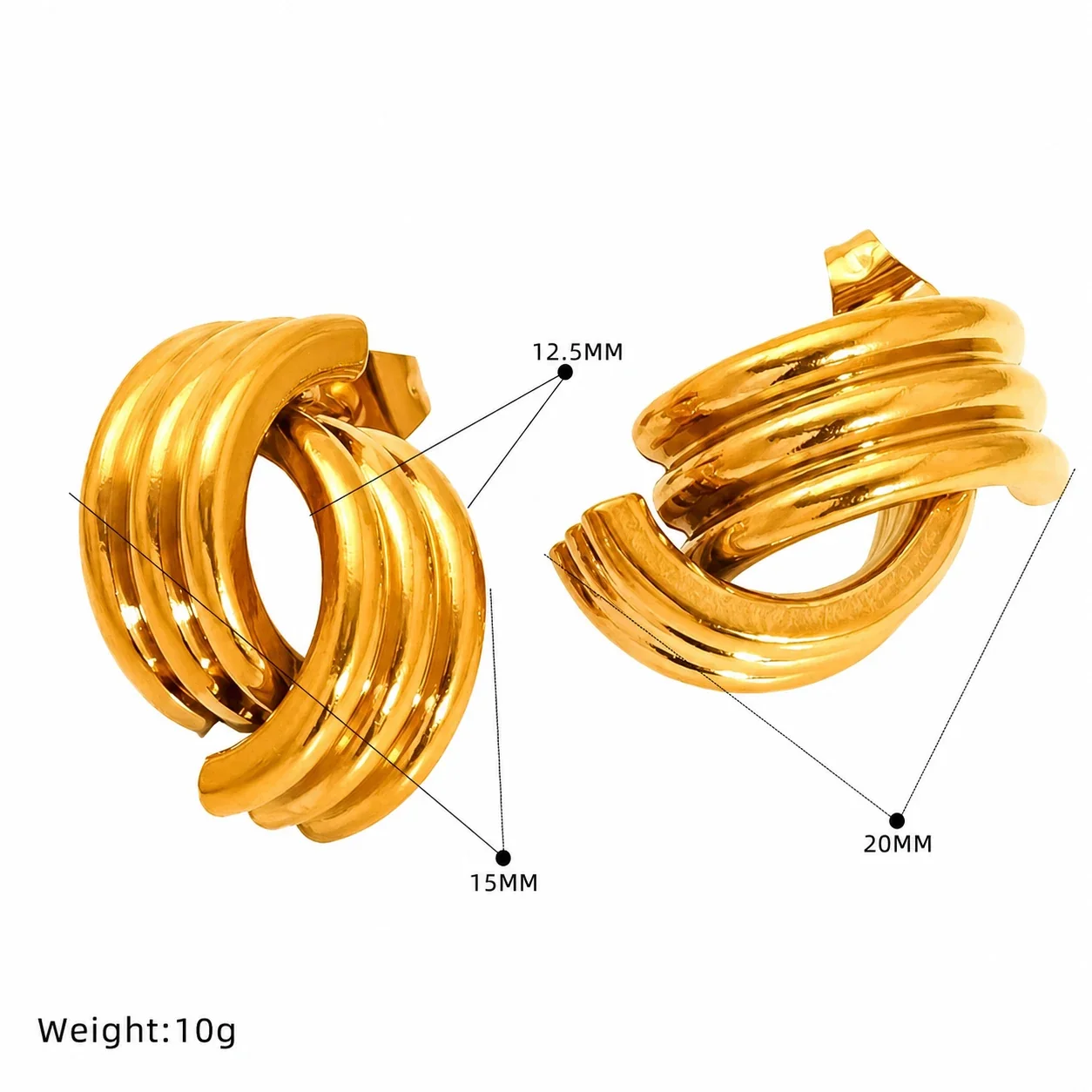 Sculptural Gold-Plated Double C Twisted Hoop Earrings - Gold SE503G