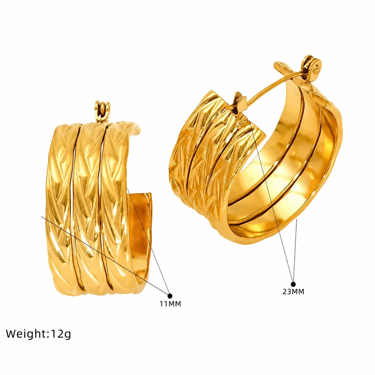 Sculptural Gold-Plated Double C Twisted Hoop Earrings - Gold SE505G