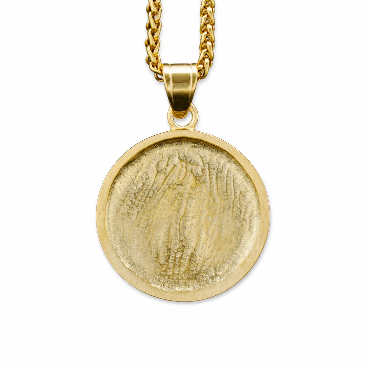 Devotional Gold-Plated Stainless Steel Crystal-Rim Mary Pendant