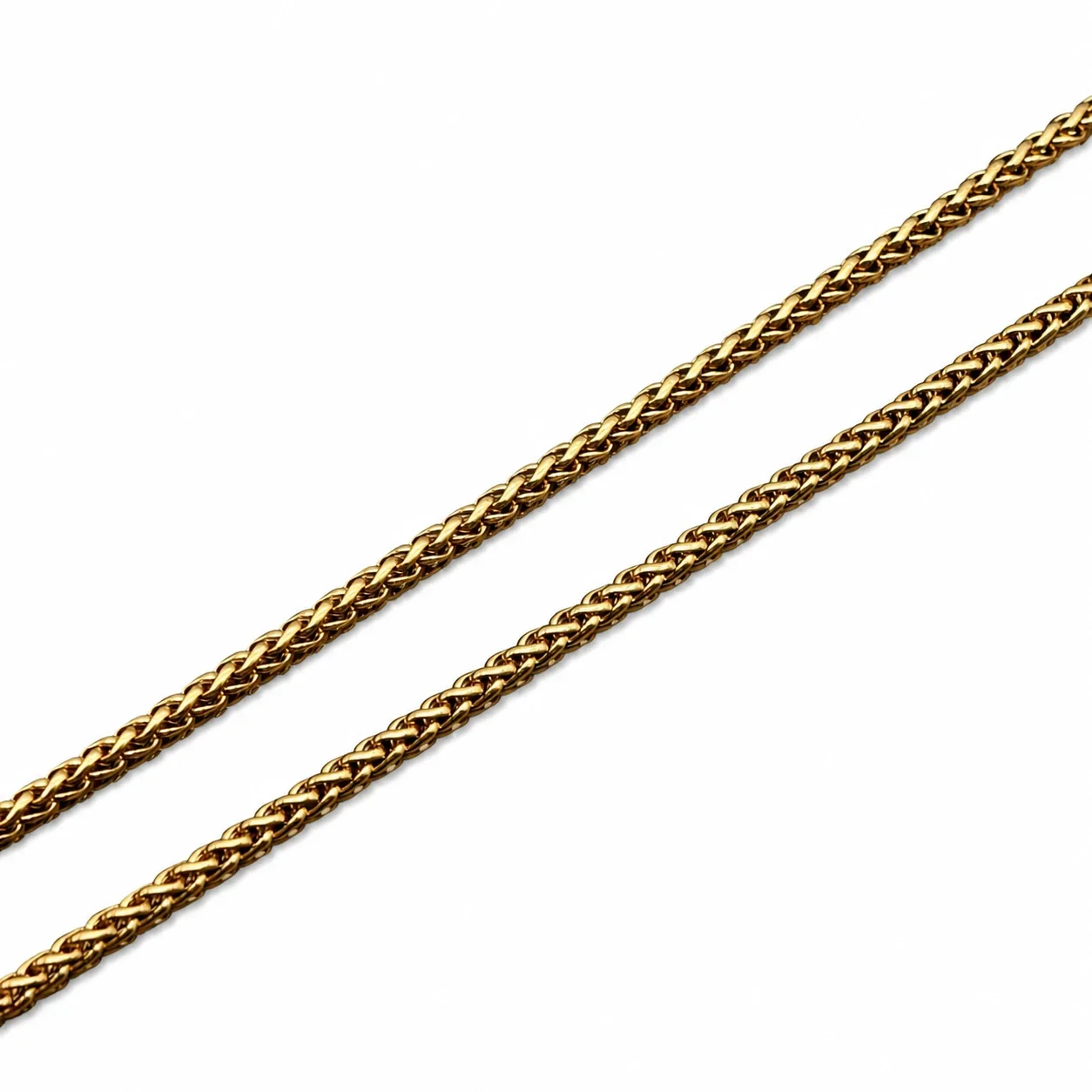 Devotional Gold-Plated Stainless Steel Crystal-Rim Mary Pendant - Gold with 60 cm Wheat