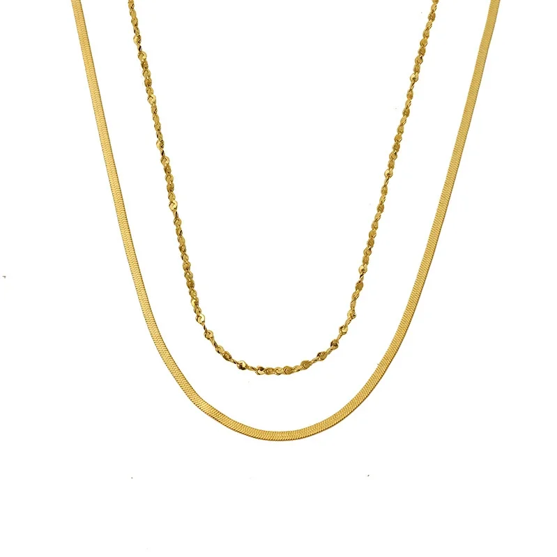 Sleek Gold-Plated Double Chain Necklace