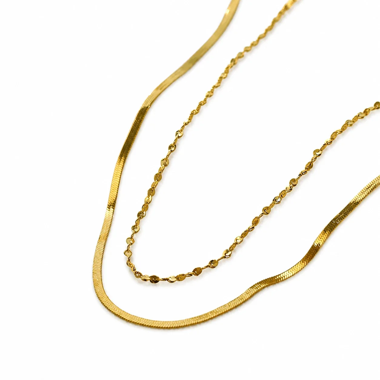 Sleek Gold-Plated Double Chain Necklace