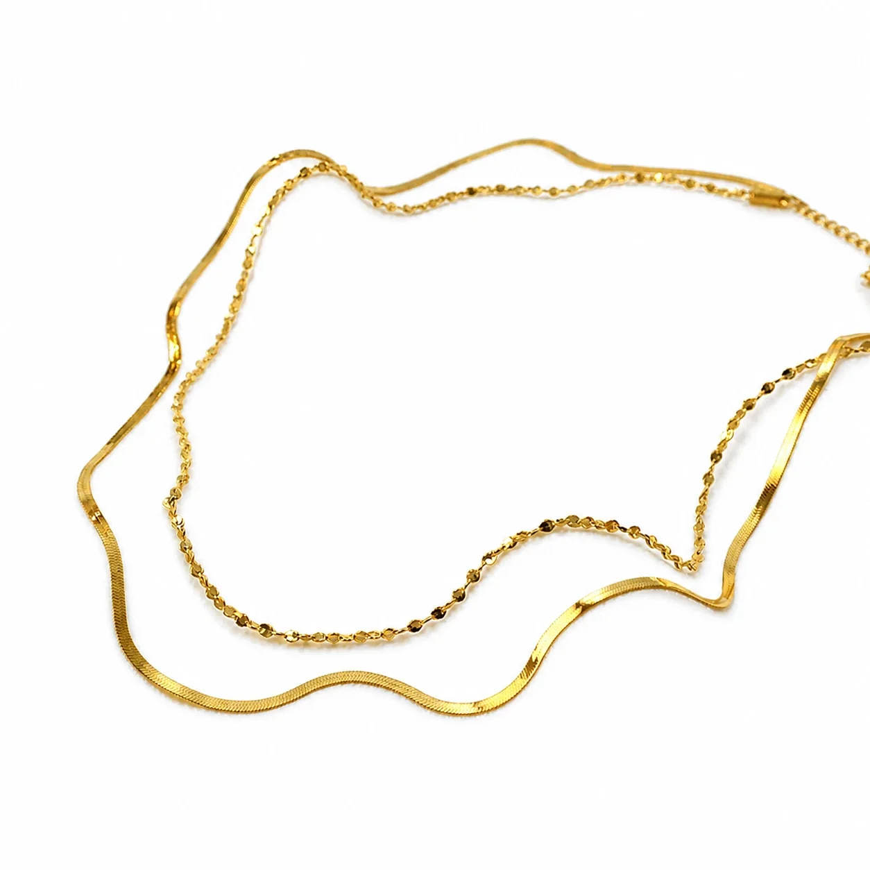 Sleek Gold-Plated Double Chain Necklace