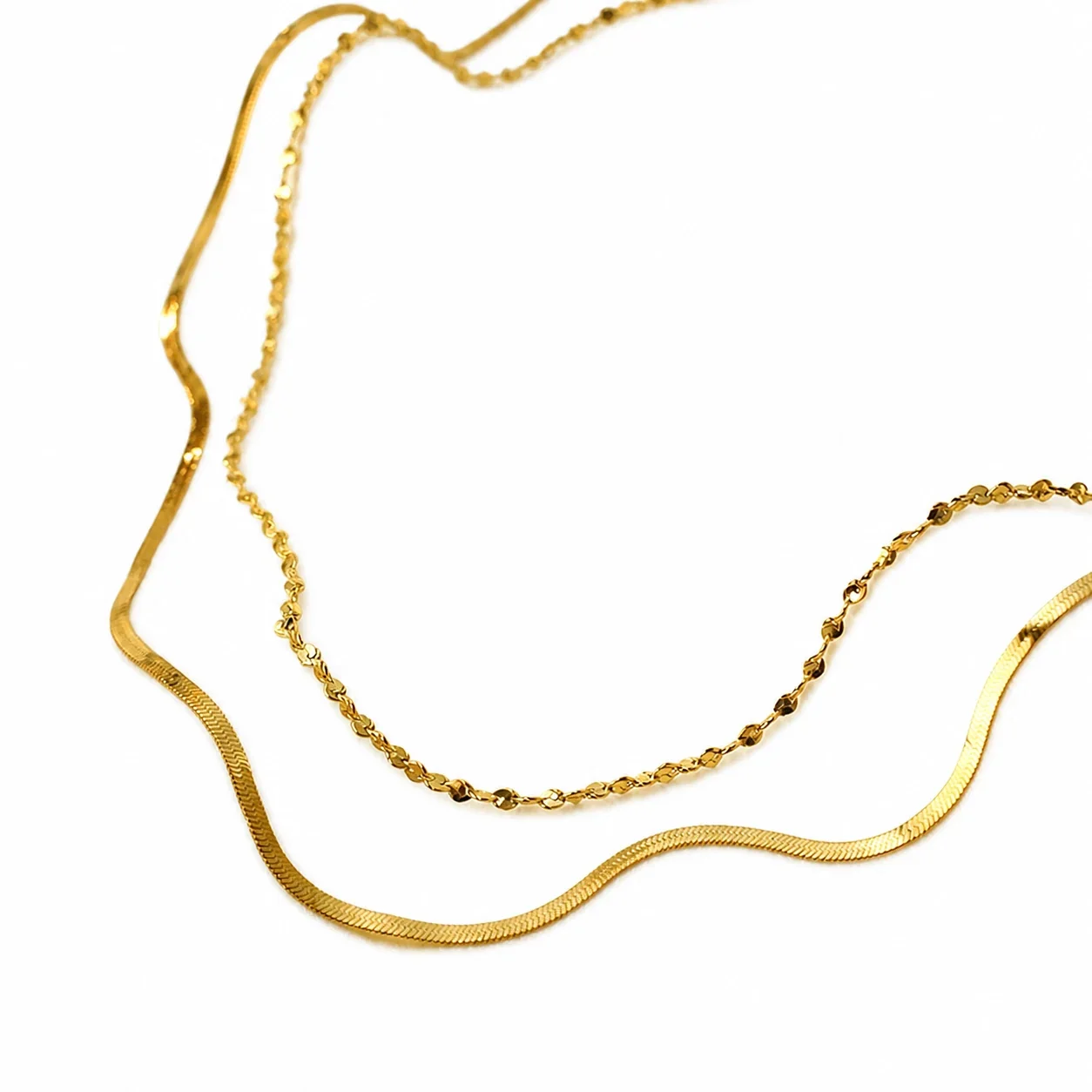 Sleek Gold-Plated Double Chain Necklace
