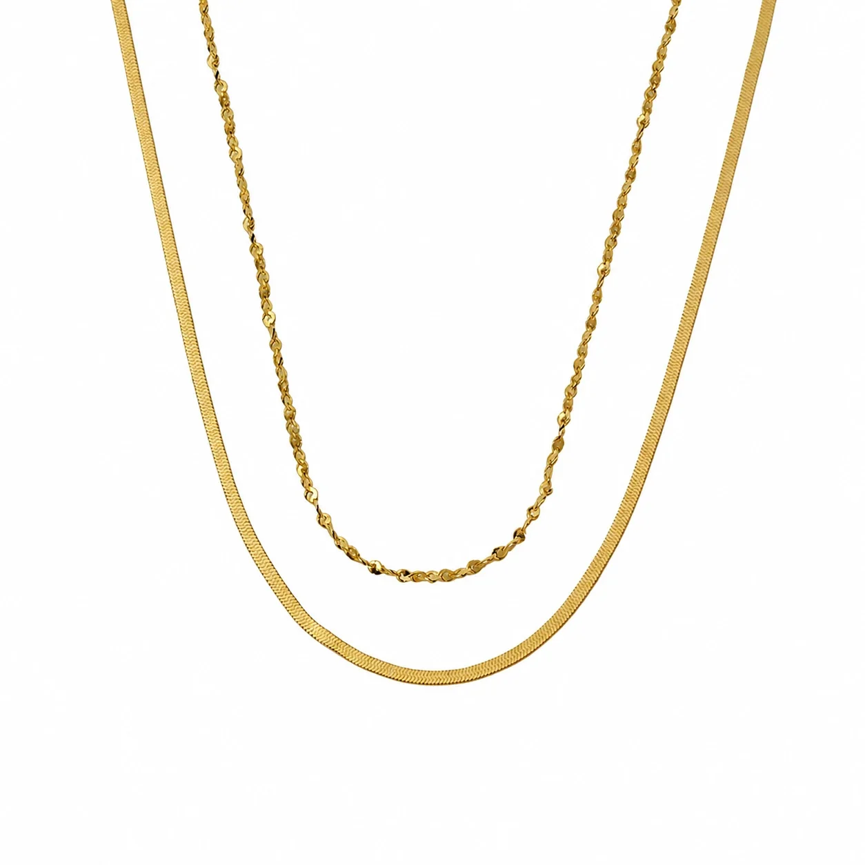 Sleek Gold-Plated Double Chain Necklace