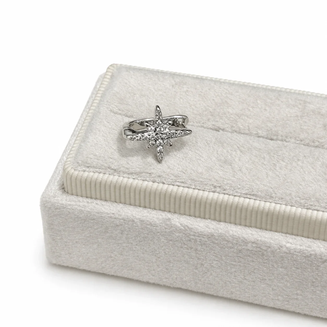Radiant 316 Stainless Steel Starburst CZ Ear Cuff - Platinum Starburst CZ . x mm