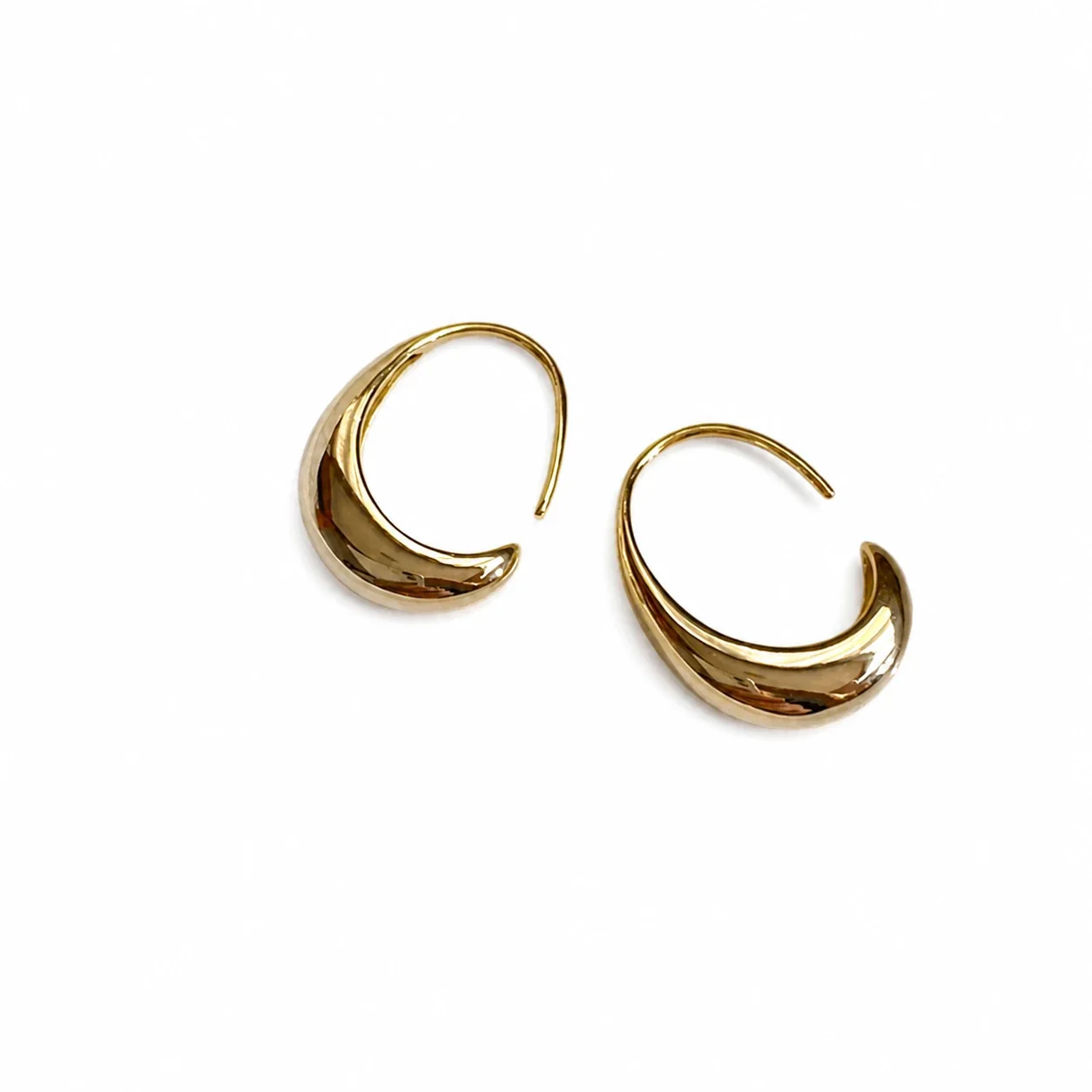 Sculptural 316 Stainless Steel Crescent Hoop Earrings