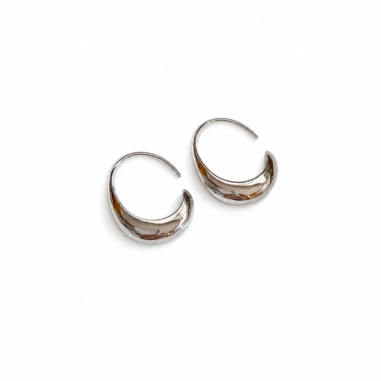 Sculptural 316 Stainless Steel Crescent Hoop Earrings