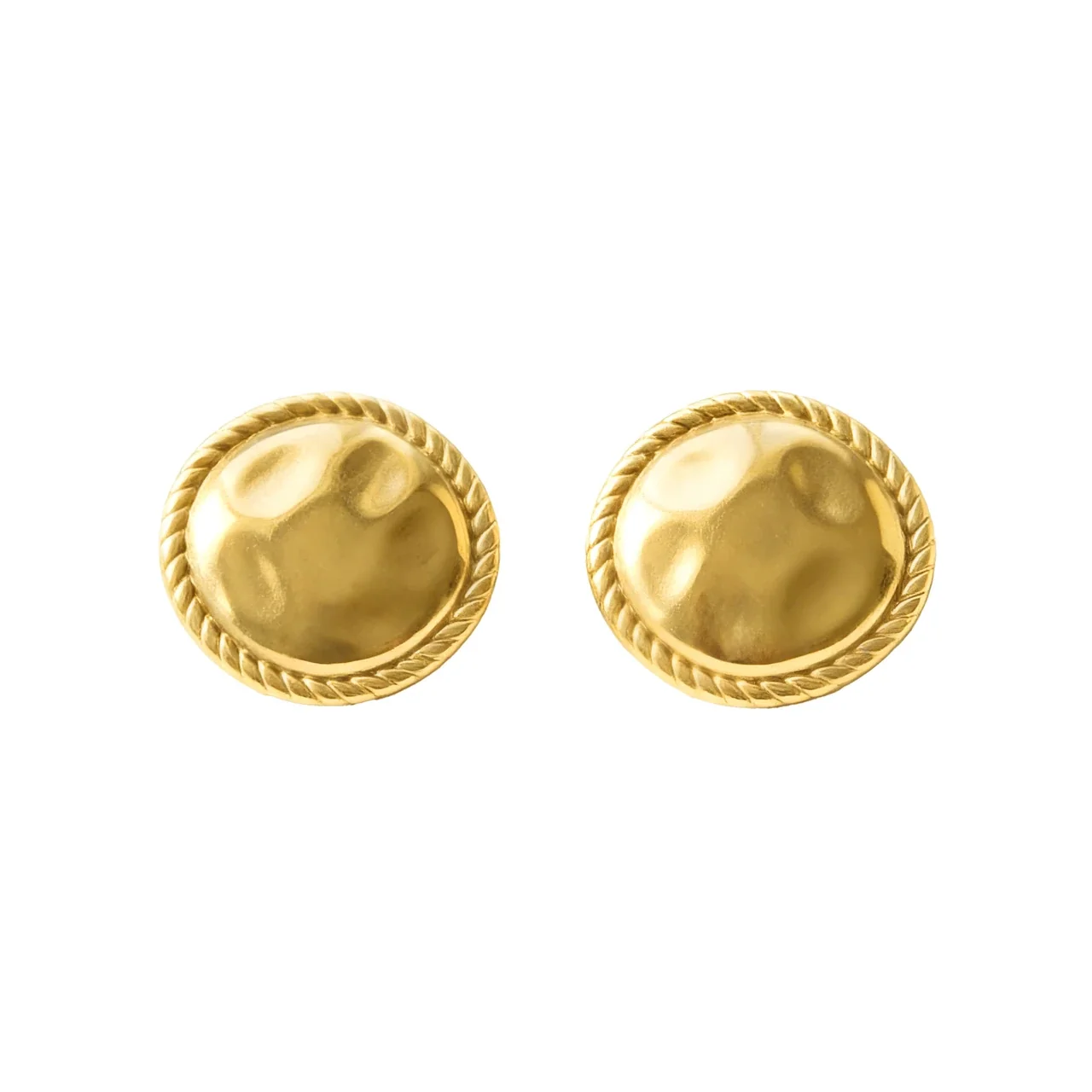 Sculptural 18K Gold PVD Hammered Dome 316L Stainless Steel Stud Earrings