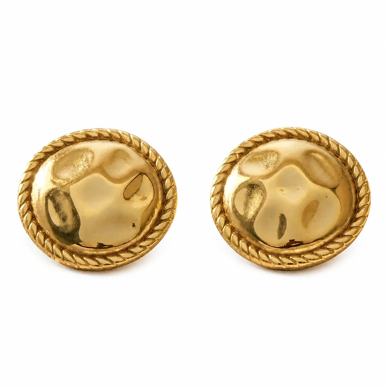 Sculptural 18K Gold-Plated Hammered Dome Stud Earrings