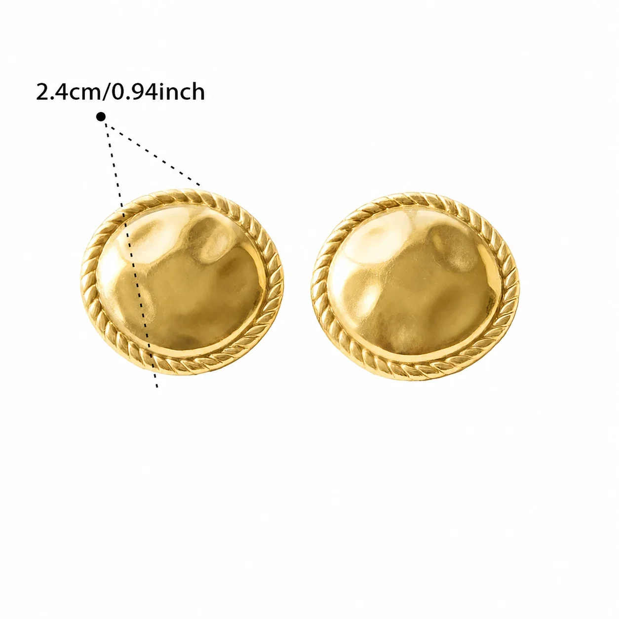 Sculptural 18K Gold-Plated Hammered Dome Stud Earrings - Gold
