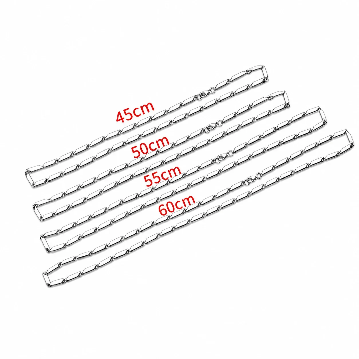 Angular Stainless Steel Silver-Tone Diamond Link Necklace
