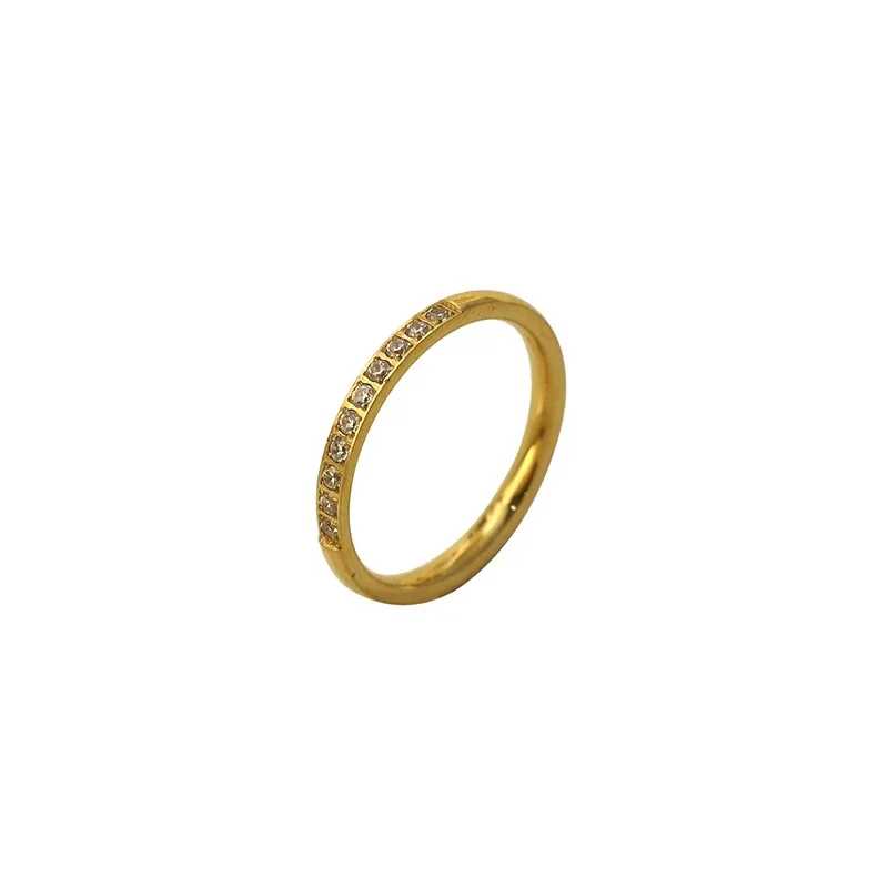 Slim 316 Stainless Steel Channel-Set Crystal Band Ring