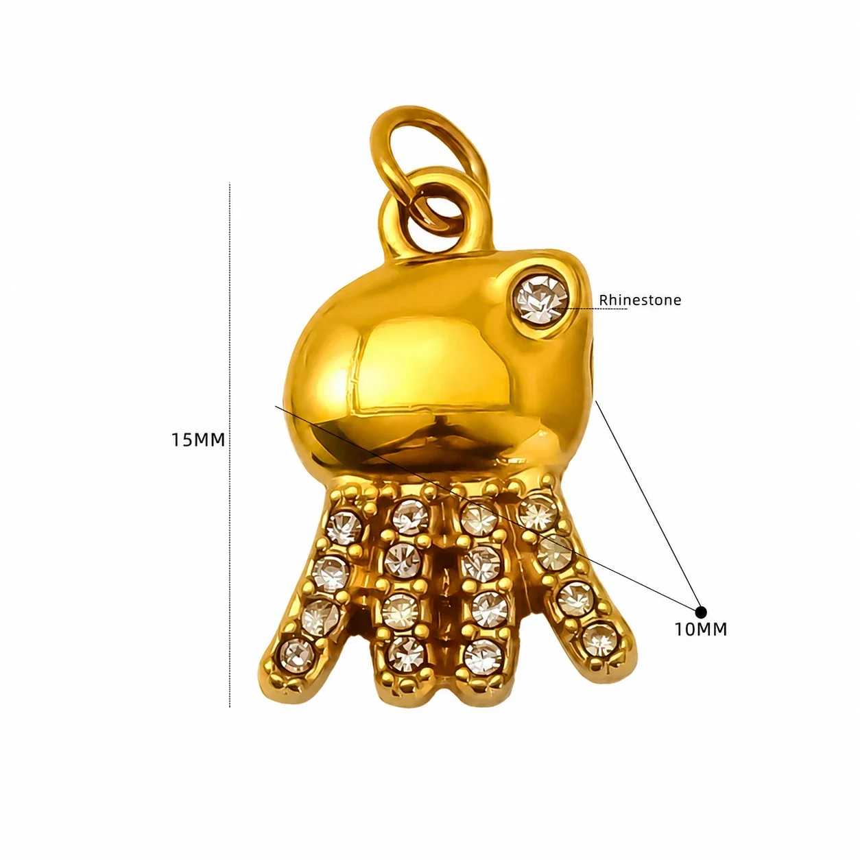 Playful Gold-Plated Stainless Steel Crystal Crab Pendant - Gold Crab Crystal Charm