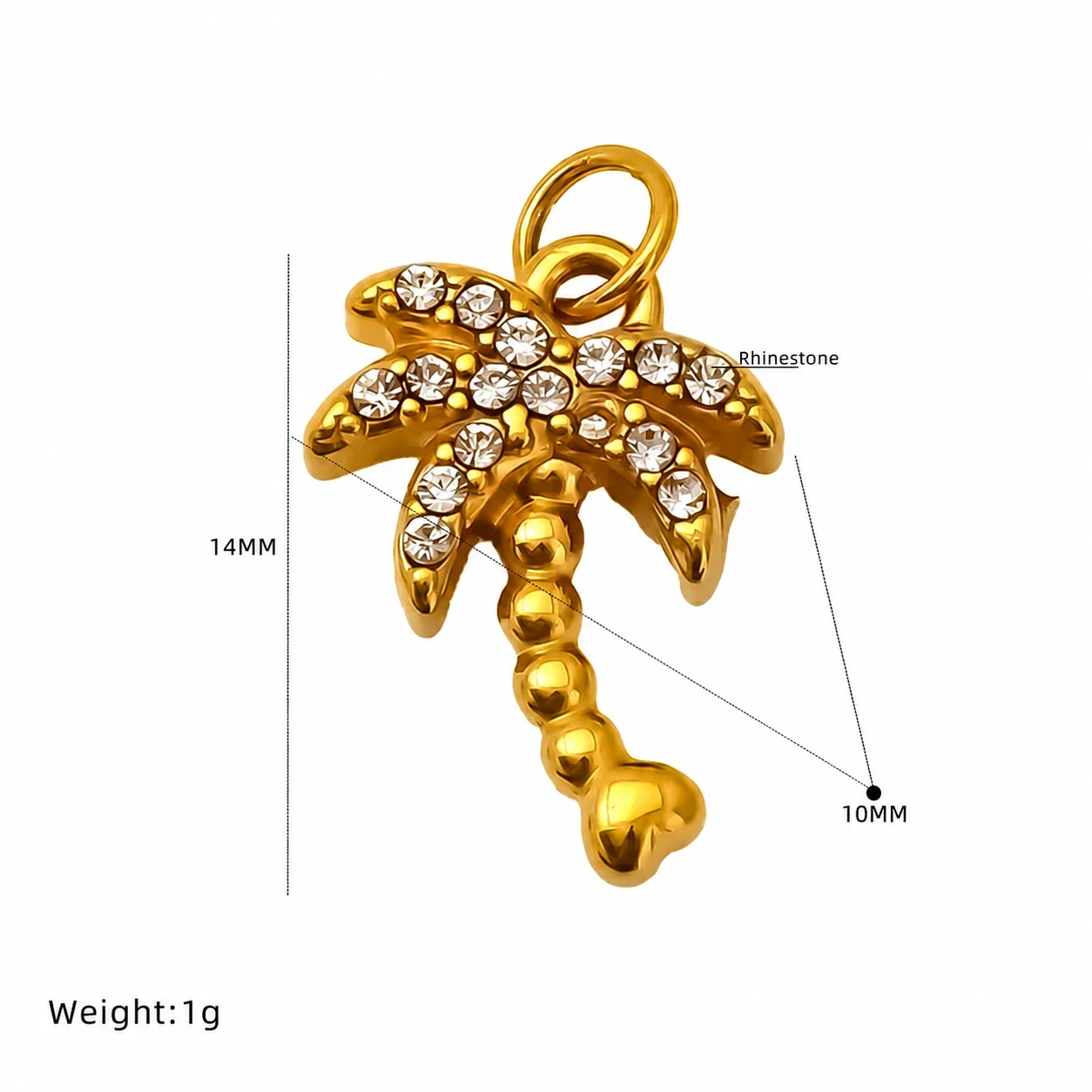 Playful Gold-Plated Stainless Steel Crystal Crab Pendant - Gold Paddle Crystal Charm