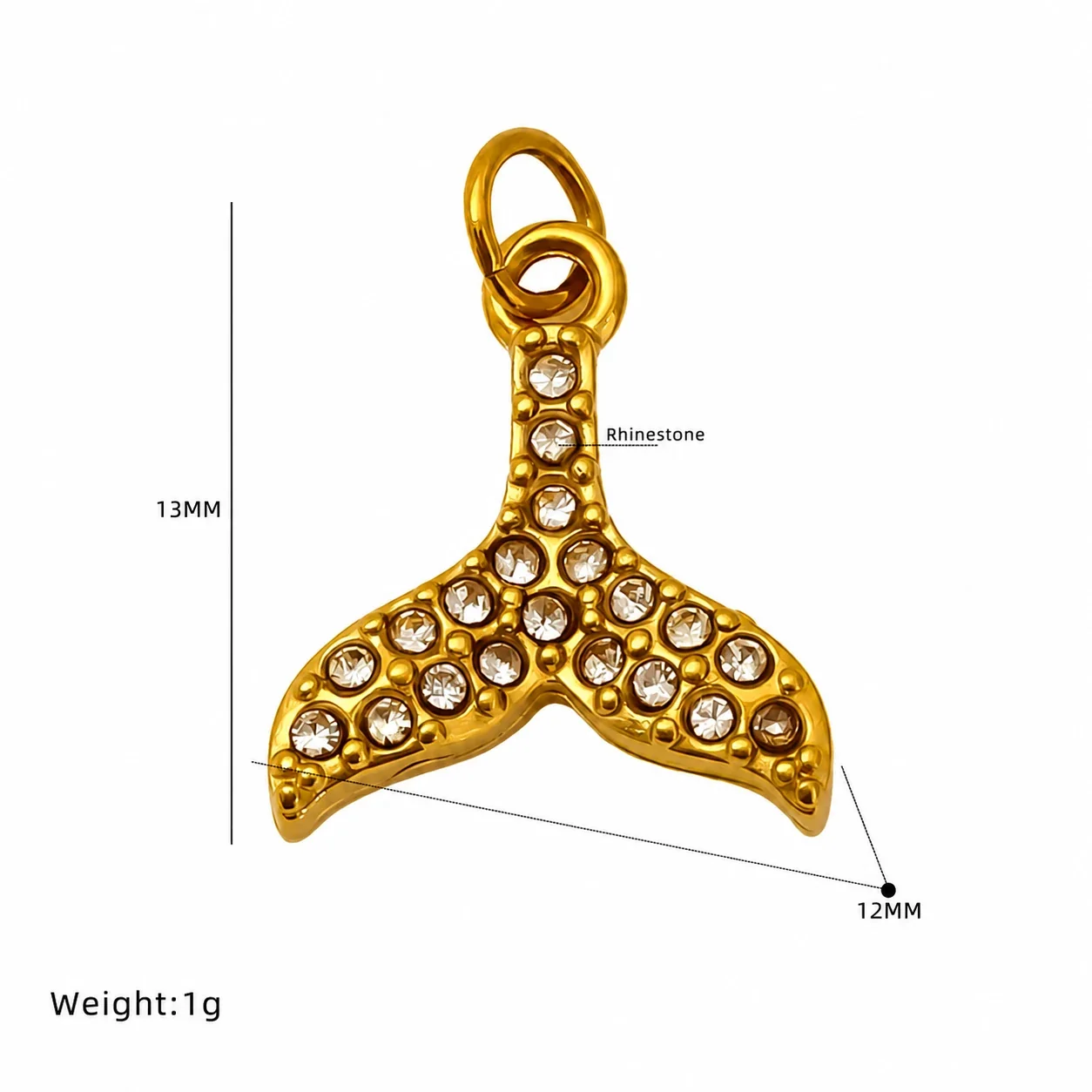 Playful Gold-Plated Stainless Steel Crystal Crab Pendant - Gold Seahorse Crystal Charm