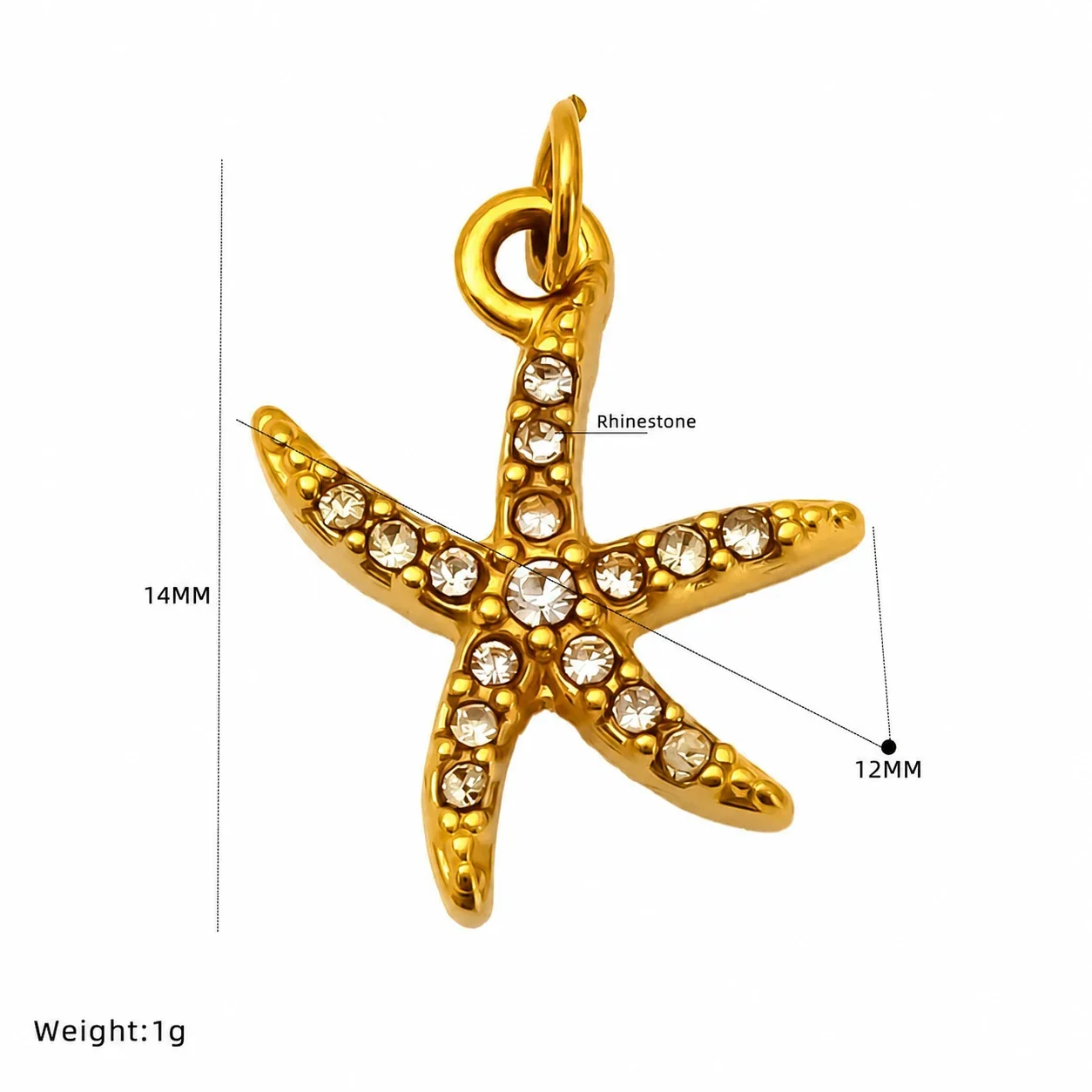 Playful Gold-Plated Stainless Steel Crystal Crab Pendant - Gold Shell Crystal Charm