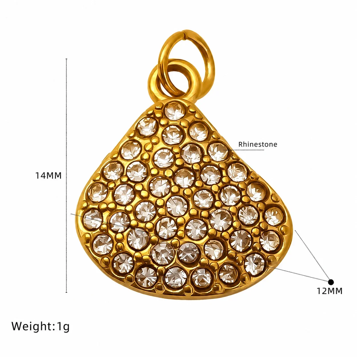 Playful Gold-Plated Stainless Steel Crystal Crab Pendant - Gold Dolphin Crystal Charm