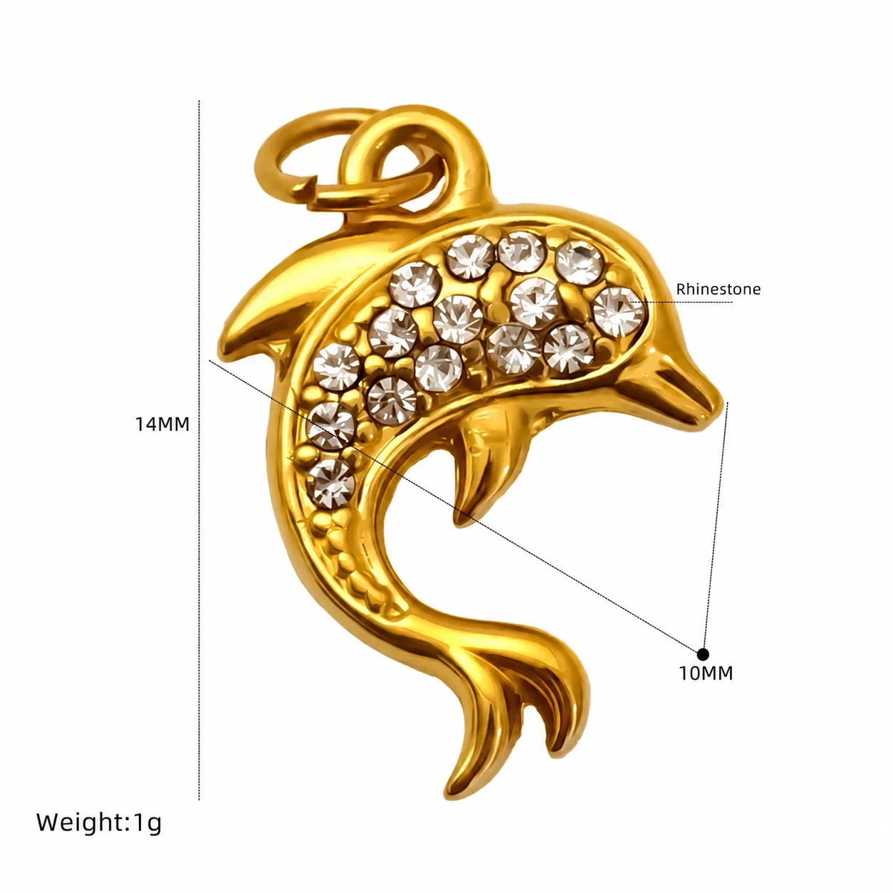 Playful Gold-Plated Stainless Steel Crystal Crab Pendant - Gold Palm Crystal Charm