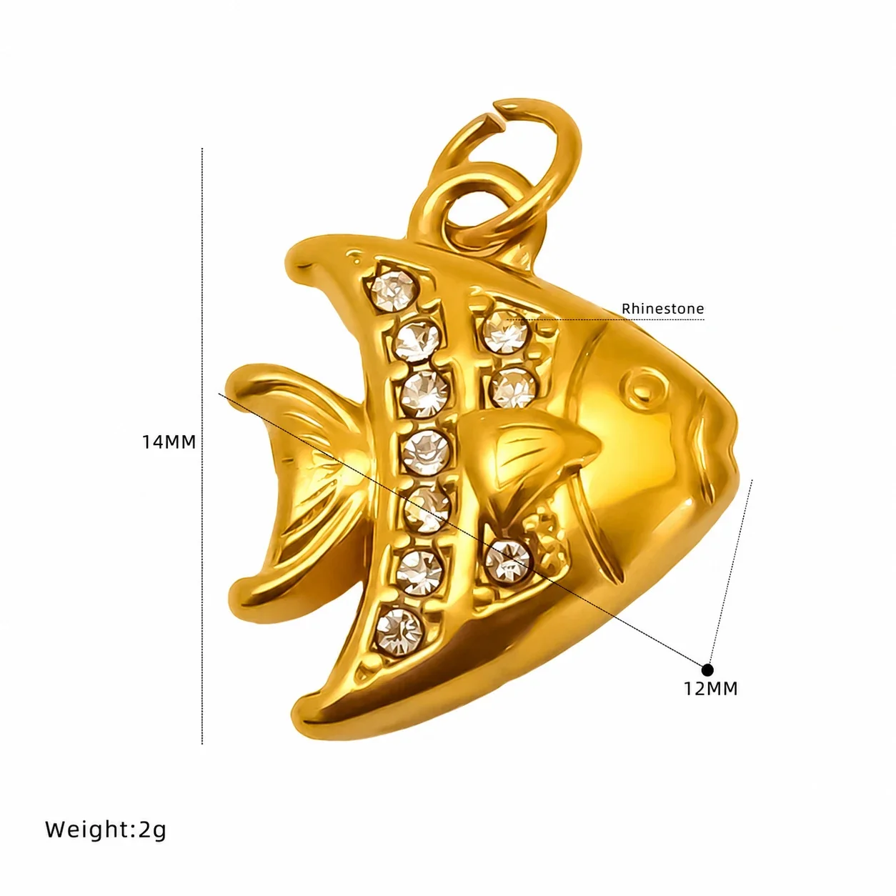 Playful Gold-Plated Stainless Steel Crystal Crab Pendant - Gold Conch Crystal Charm