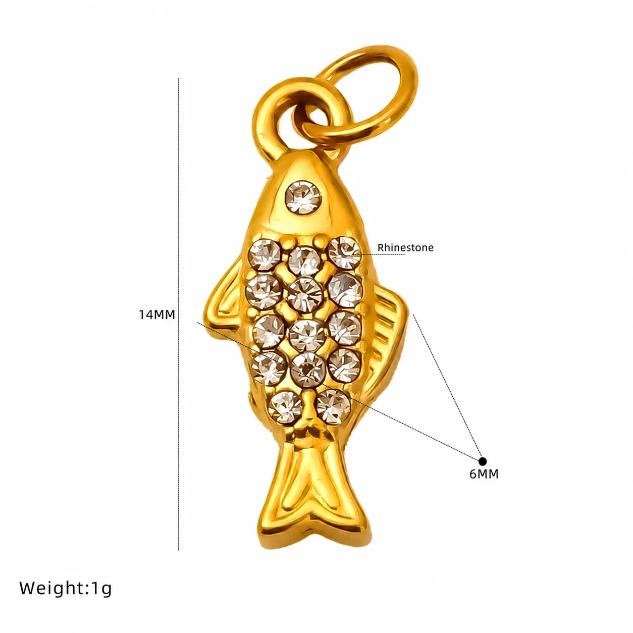 Playful Gold-Plated Stainless Steel Crystal Crab Pendant - Gold Shell Drop Crystal Charm
