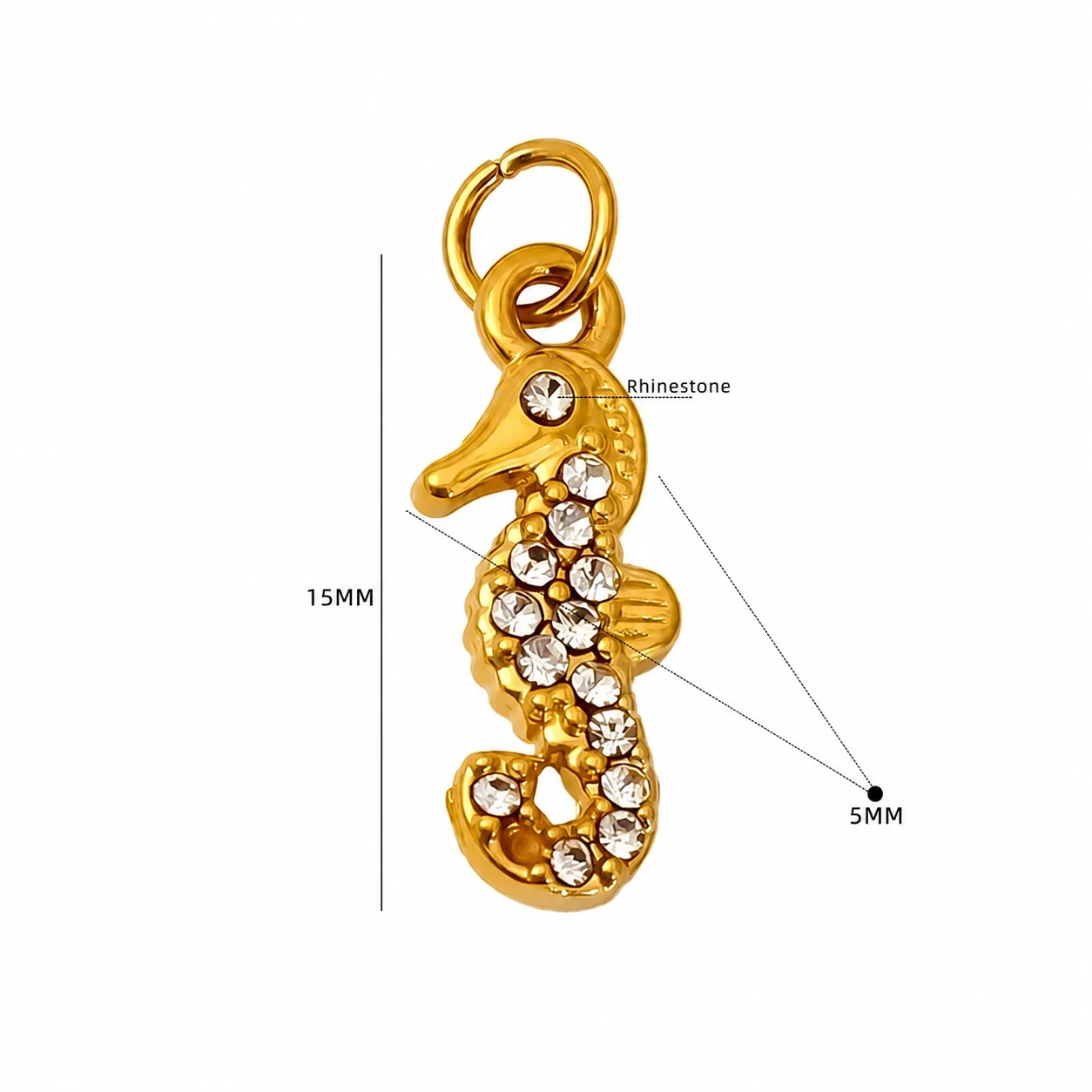 Playful Gold-Plated Stainless Steel Crystal Crab Pendant - Gold Cowrie Crystal Charm
