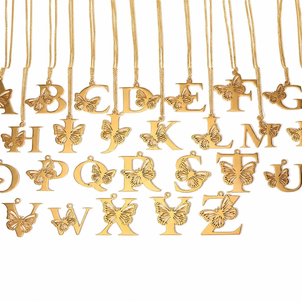 Butterfly Initial 18K Gold-Plated Stainless Steel Necklace