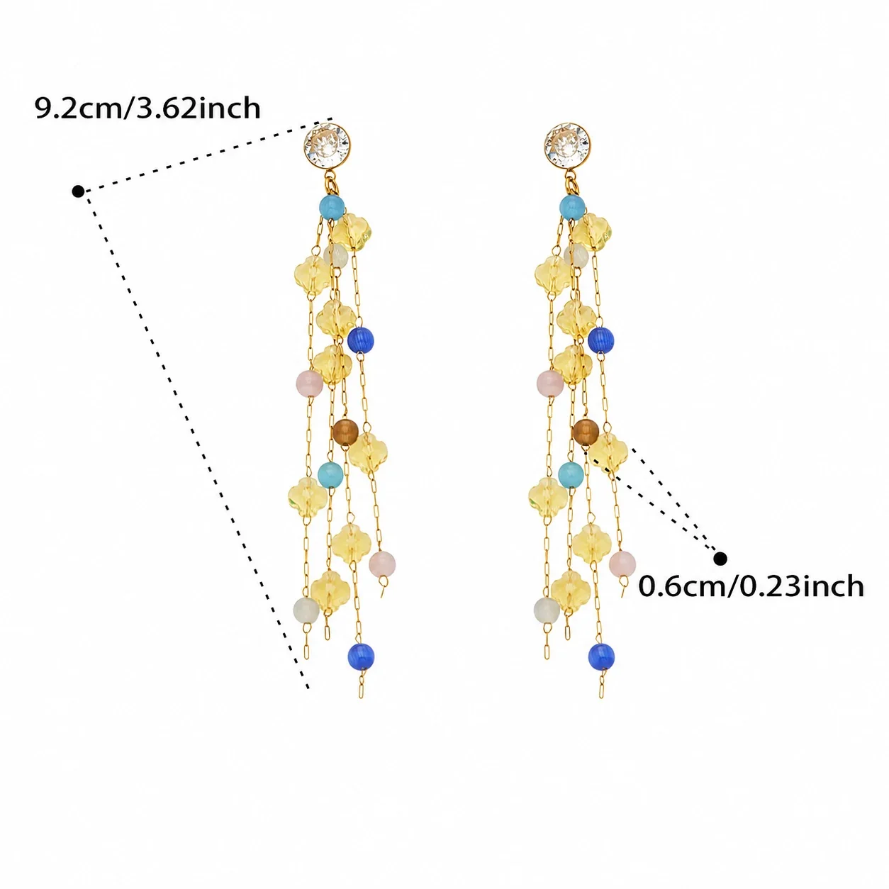 Cascading 18K Gold-Plated Crystal Tassel Drop Earrings - Yellow Gold