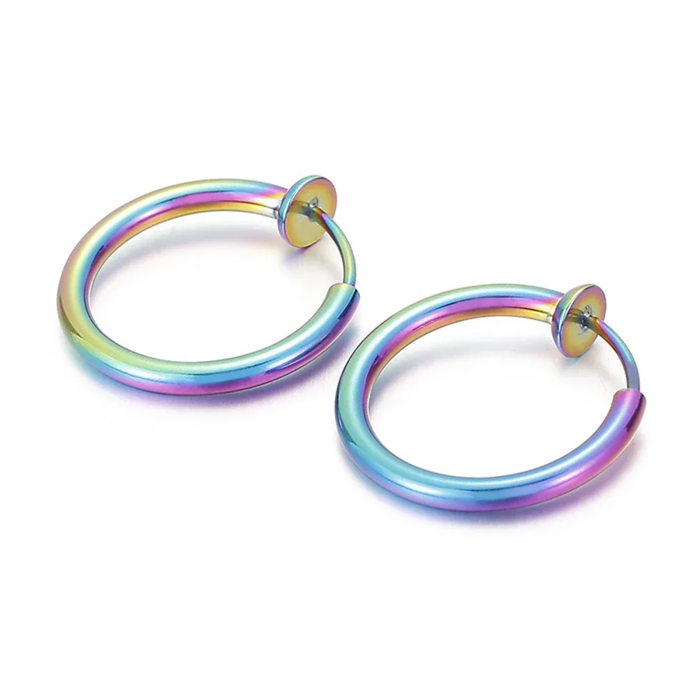 Minimal 316 Stainless Steel C-Shaped Ear Cuff - Rainbow