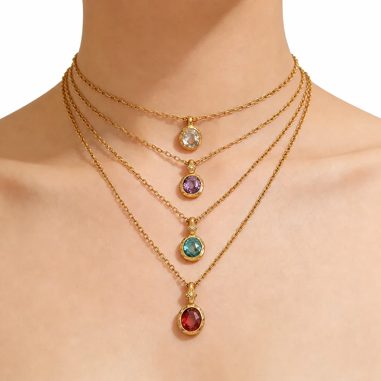 Radiant 316 Stainless Oval Crystal Pendant Necklace