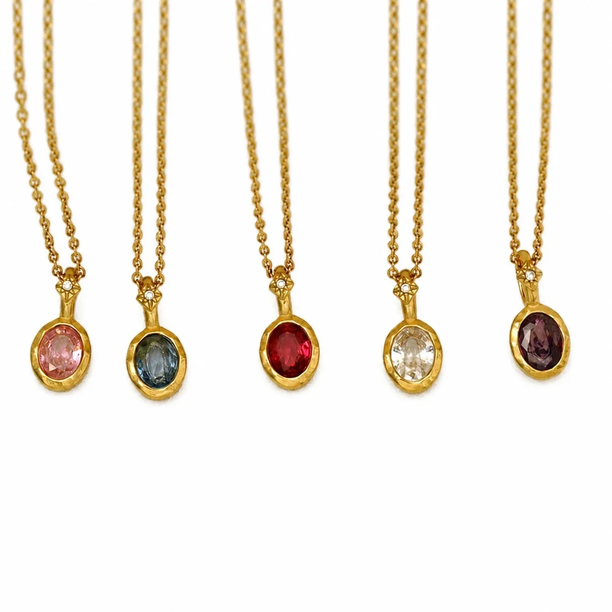 Radiant 316 Stainless Oval Crystal Pendant Necklace