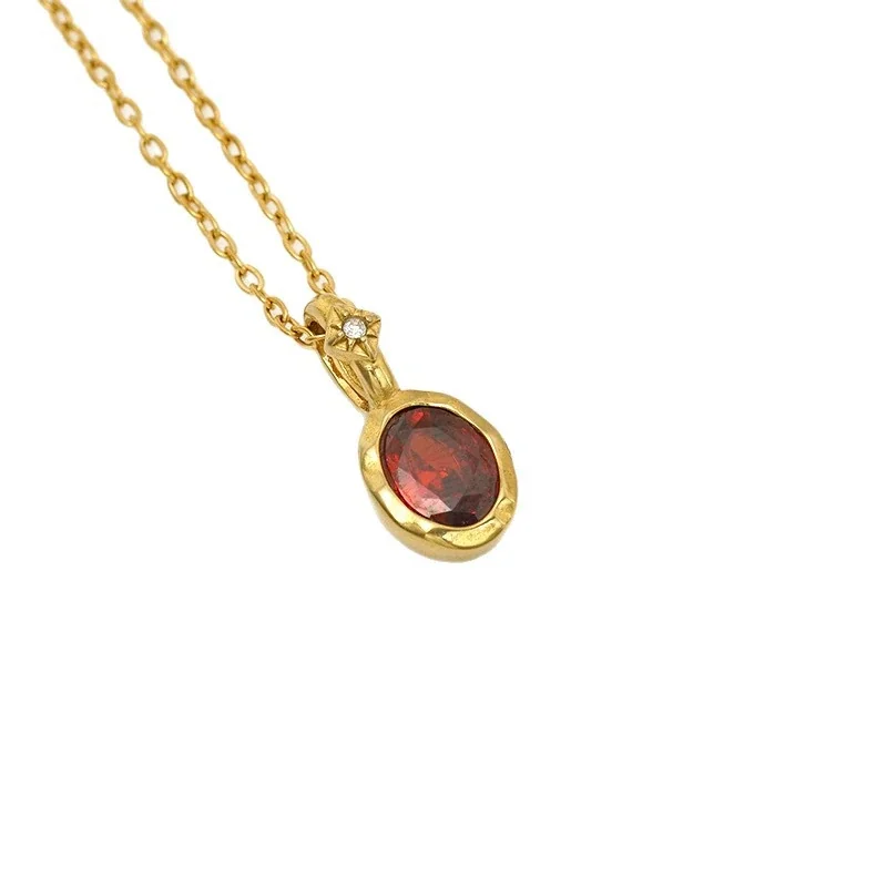 Radiant 316 Stainless Oval Crystal Pendant Necklace