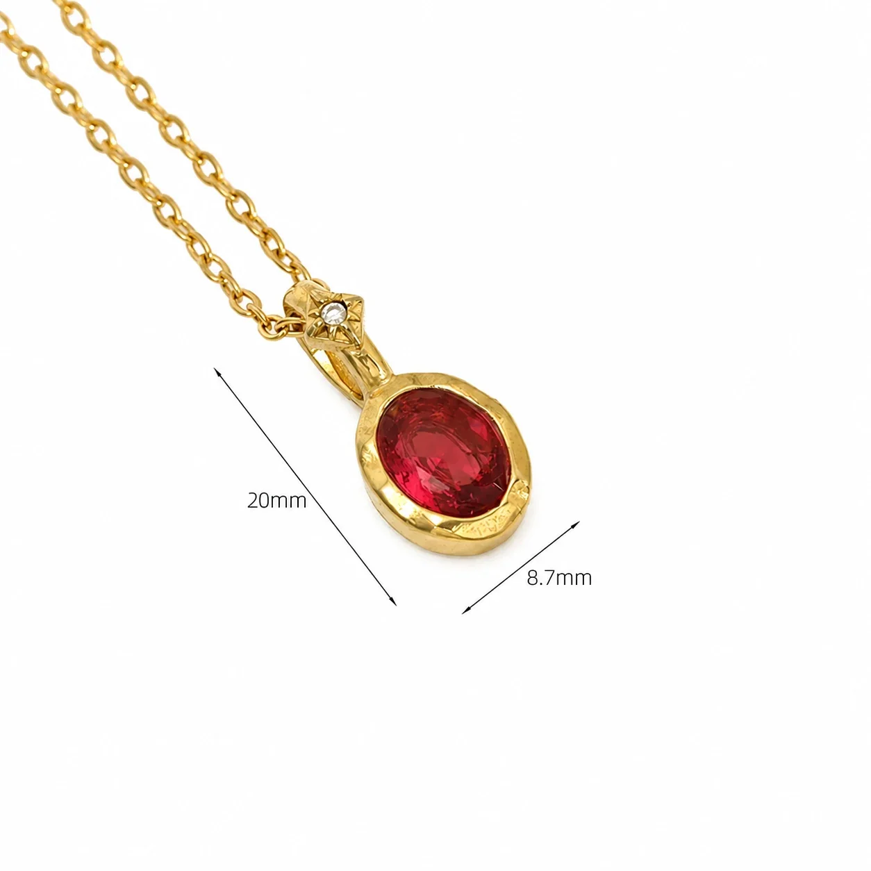 Radiant 316 Stainless Oval Crystal Pendant Necklace - July Rose Pink Crystal