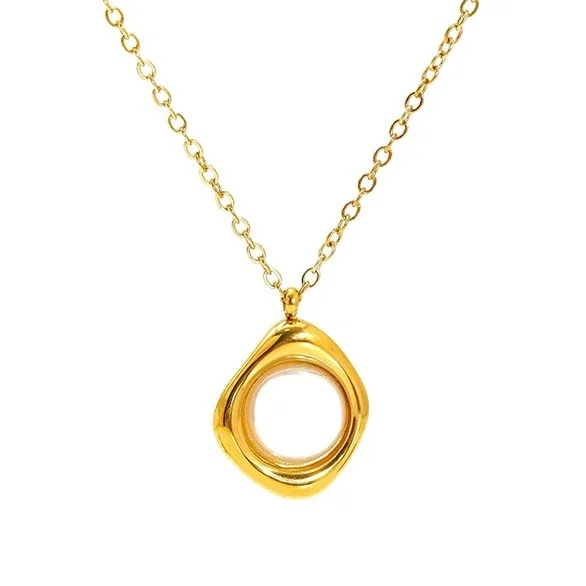 Radiant Gold-Plated Stainless Steel Charm Pendant Necklace
