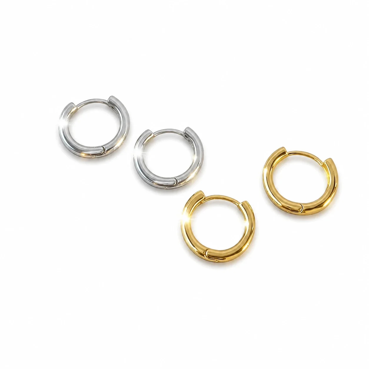 Produktfoto: Ohrhänger Edelstahl Rounded Dome Huggie Creolen 316 Edelstahl PVD