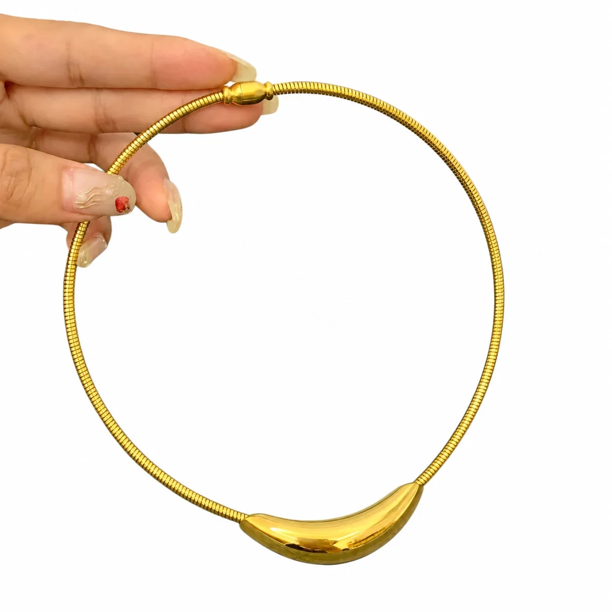 Foto prodotto: Crescent Tube Snake Chain Necklace, Stainless Steel