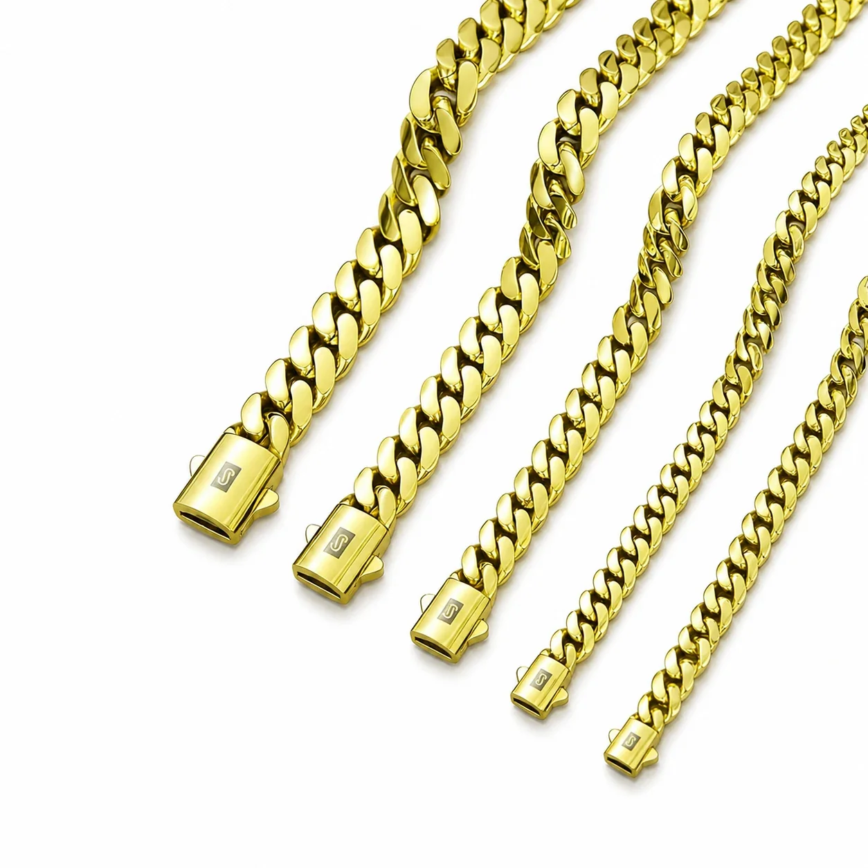 Bold 14K Gold-Plated Cuban Link Box Clasp Chain Necklace