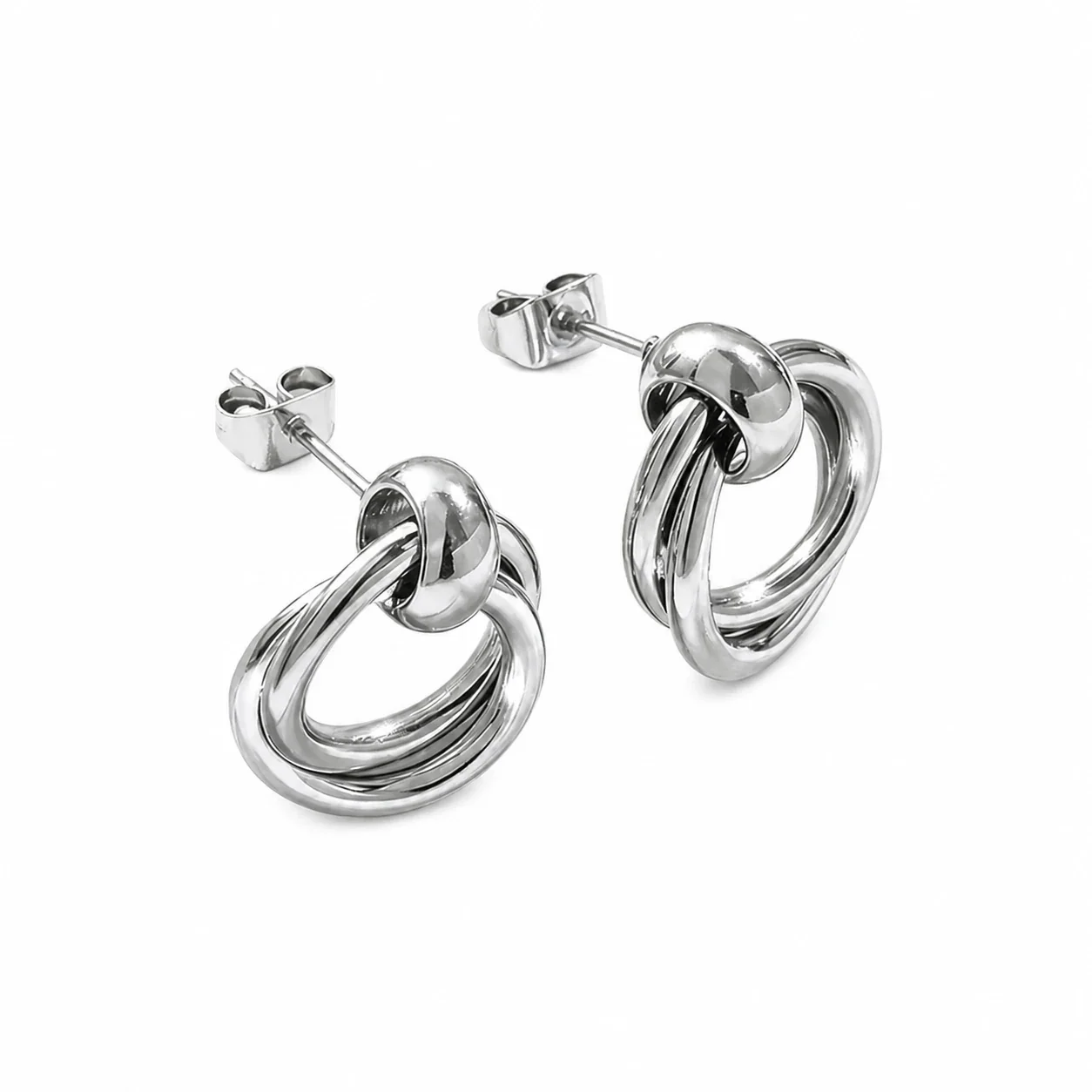 Drop Earrings Interlocking Double Hoops 316 Stainless Steel PVD