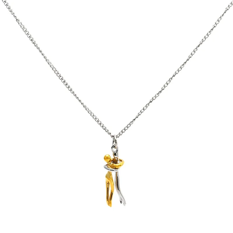 Embraced Two-Tone 316 Stainless Steel Curb Pendant Necklace