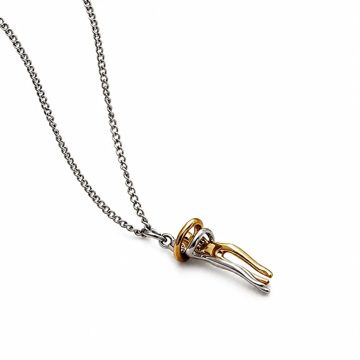 Embraced Two-Tone 316 Stainless Steel Curb Pendant Necklace
