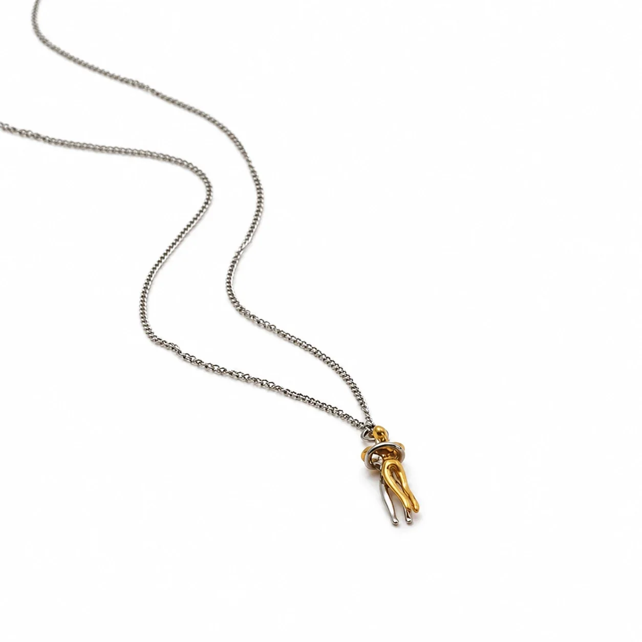 Embraced Two-Tone 316 Stainless Steel Curb Pendant Necklace