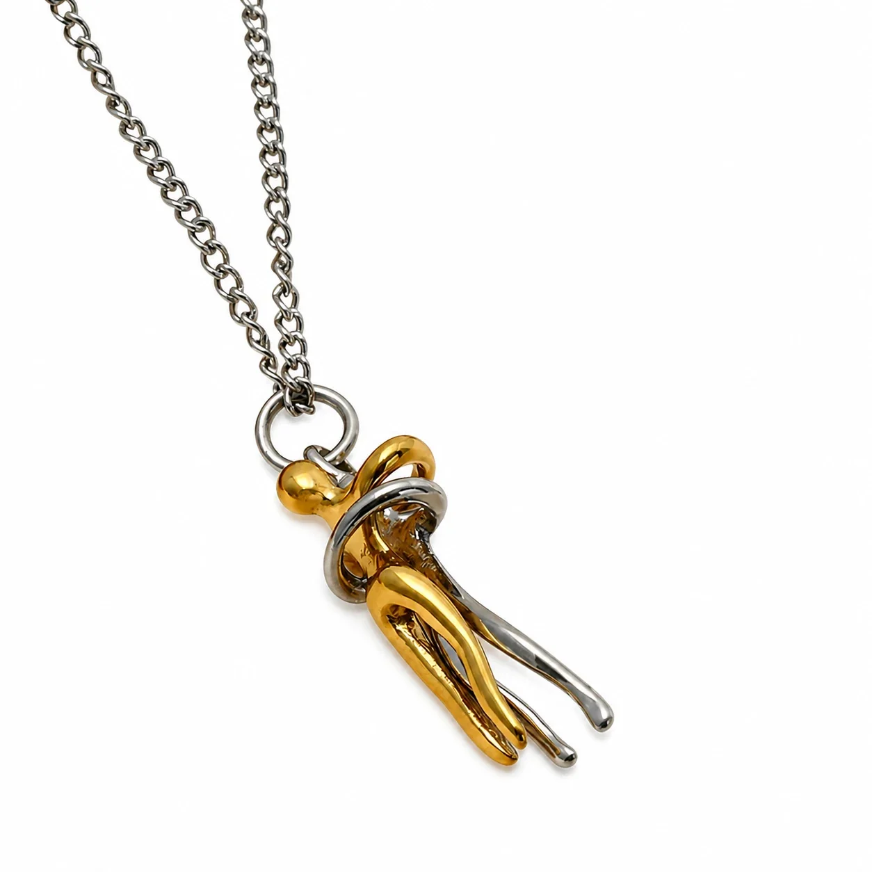 Embraced Two-Tone 316 Stainless Steel Curb Pendant Necklace
