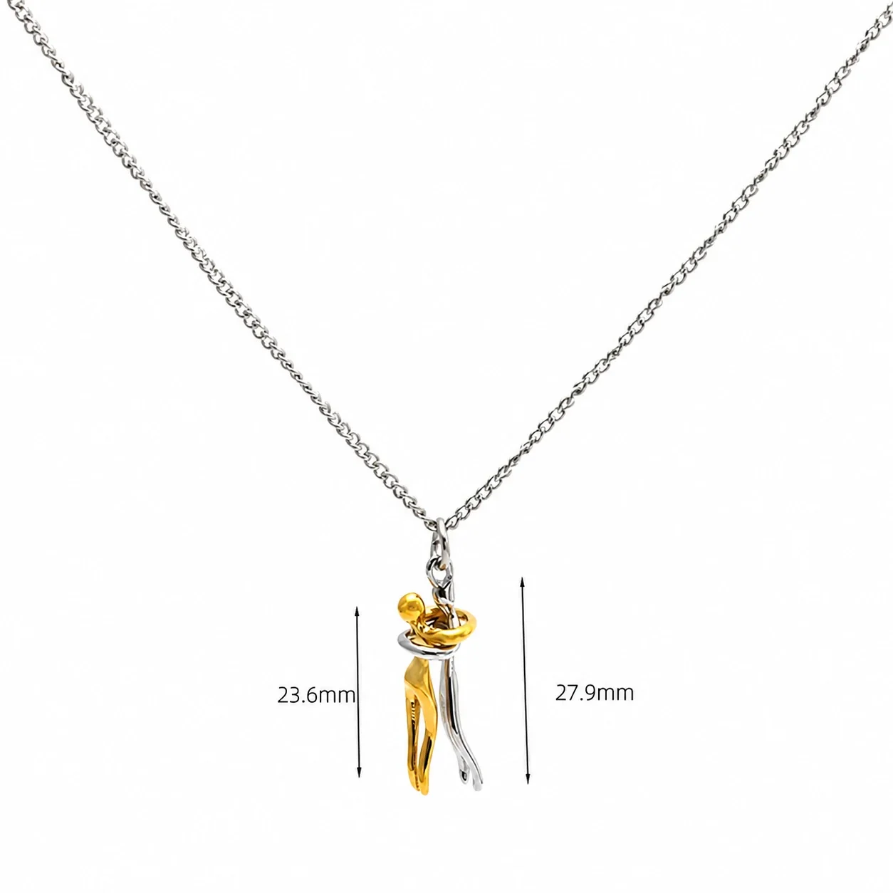Embraced Two-Tone 316 Stainless Steel Curb Pendant Necklace - Tone Couple