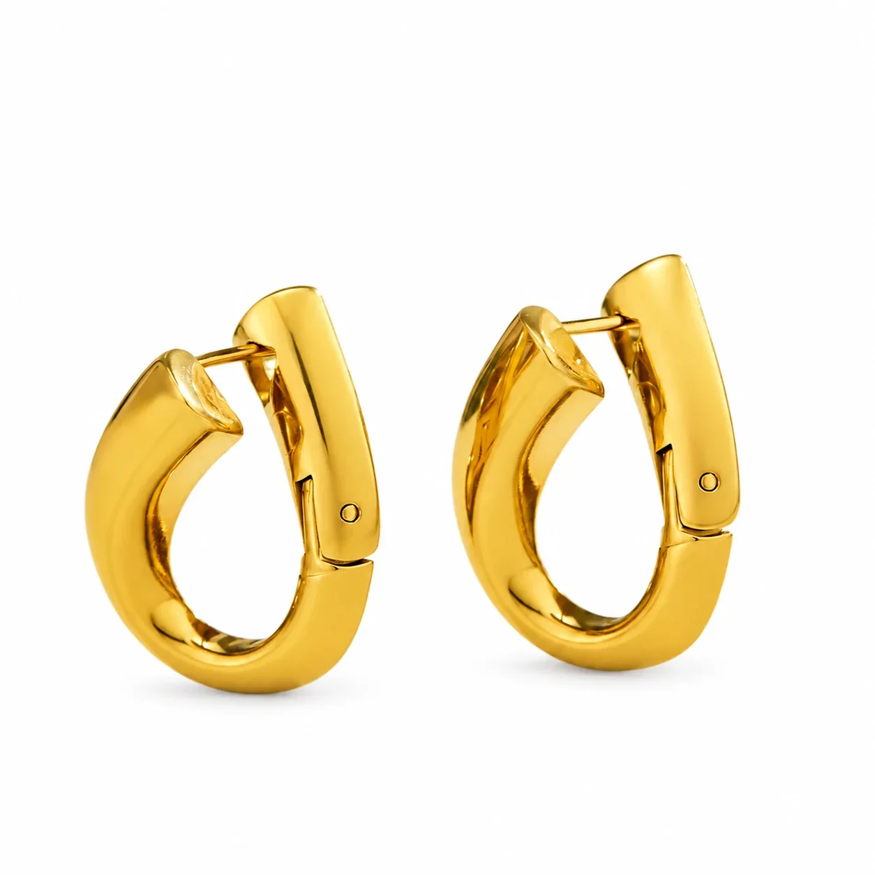 Teardrop Hoop Earrings, Tapered 18K Gold PVD Stainless Steel