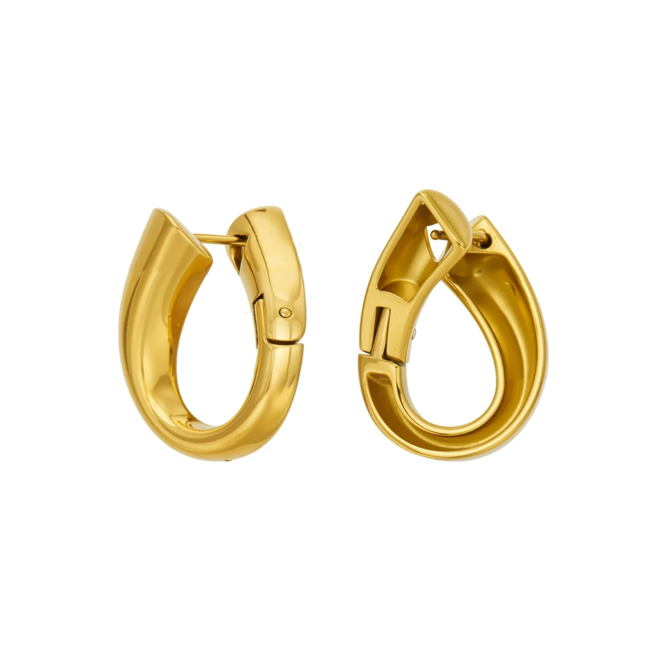 Teardrop Hoop Earrings, Tapered 18K Gold PVD Stainless Steel