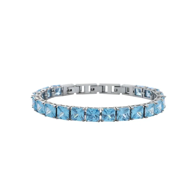 Princess-Cut CZ 316 Stainless Steel Tennis Bracelet