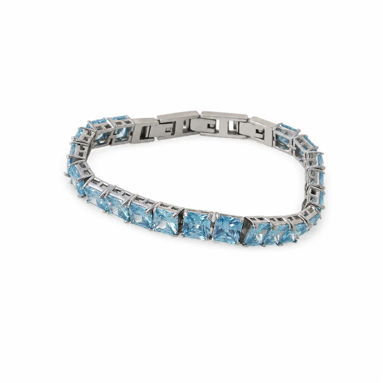 Princess-Cut CZ 316 Stainless Steel Tennis Bracelet